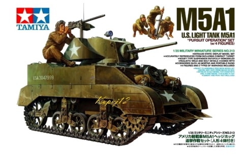 MODEL amerykańskiego czołgu M5A1 lekki czołg Tamiya Skala 1:35 MODEL amerykańskiego czołgu M5A1 lekki czołg Tamiya Skala 1:35