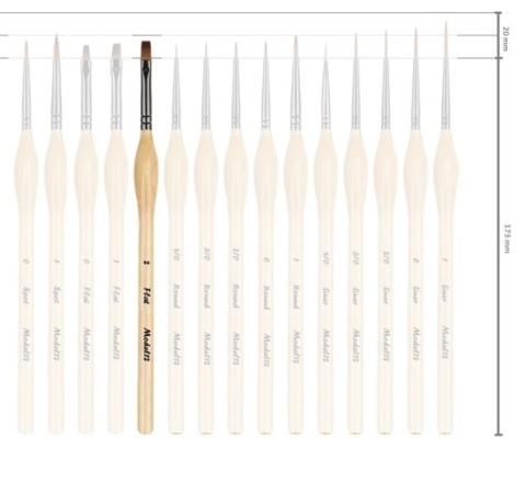 Pędzelek pędzel do malowania farbami akrylowymi, wodnymi, olejnymi syntetyczny włos płaski nr. 2