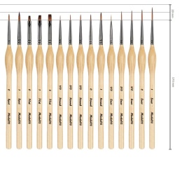 Pędzelki pędzel 15 sztuk do malowania farbami akrylowymi, wodnymi, olejnymi