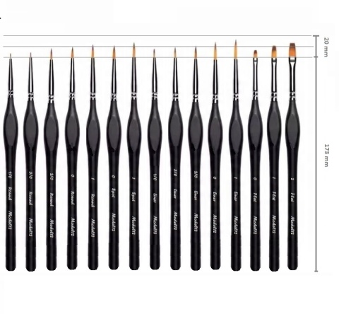 Pędzelki pędzel 15 sztuk do malowania farbami akrylowymi, wodnymi, olejnymi + paleta do mieszania farb + uchwyt na pędzle