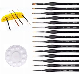 Pędzelki pędzel 15 sztuk do malowania farbami akrylowymi, wodnymi, olejnymi + paleta do mieszania farb + uchwyt na pędzle