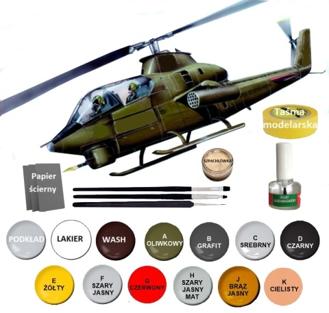 PLASTIKOWY model helikoptera Bell AH-1G Huey Cobra, Plastyk Skala 1:72_S134 PLASTIKOWY model helikoptera Bell AH-1G Huey Cobra, Plastyk Skala 1:72_S134