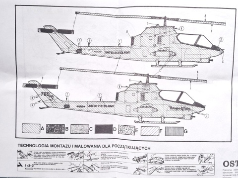 PLASTIKOWY model helikoptera Bell AH-1G Huey Cobra, Plastyk Skala 1:72_S134 PLASTIKOWY model helikoptera Bell AH-1G Huey Cobra, Plastyk Skala 1:72_S134