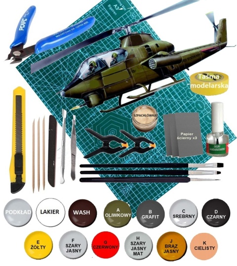 PLASTIKOWY model helikoptera Bell AH-1G Huey Cobra, Plastyk Skala 1:72_S134 PLASTIKOWY model helikoptera Bell AH-1G Huey Cobra, Plastyk Skala 1:72_S134