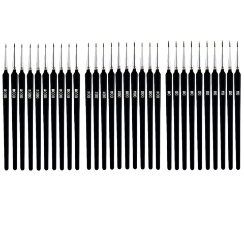 ZESTAW 30 PRECYZYJNYCH PĘDZELKÓW DO MALOWANIA. 3 ROZMIARY 0 00 000