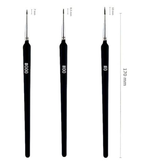 ZESTAW 30 PRECYZYJNYCH PĘDZELKÓW DO MALOWANIA. 3 ROZMIARY 0 00 000