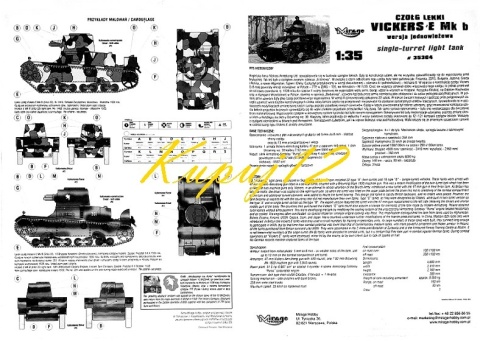 Model angielskiego czołgu Vickeres E Mk b Mirage skala 1:35_35304