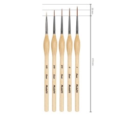 PĘDZLE DO MALOWANIA NYLONOWE ARTYSTYCZNE MALARSKIE PRECYZYJNE ZESTAW 5 SZT liner okrągłe