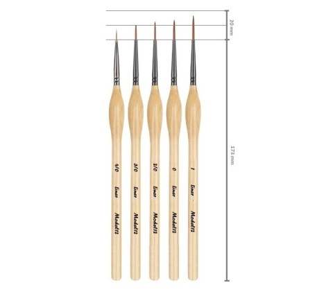 PĘDZLE DO MALOWANIA NYLONOWE ARTYSTYCZNE MALARSKIE PRECYZYJNE ZESTAW 5 SZT liner okrągłe