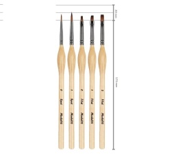 PĘDZLE DO MALOWANIA NYLONOWE ARTYSTYCZNE MALARSKIE PRECYZYJNE ZESTAW 5 SZT 2 okrągłe, 3 płaskie