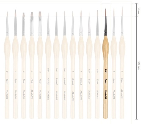 Pędzelek pędzel do malowania farbami akrylowymi, wodnymi, olejnymi syntetyczny włos liner okrągły nr. 2/0