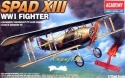 PLASTIKOWY model francuskiego samolotu myśliwskiego SPAD XIII WWI Fighter Academy Skala 1:72