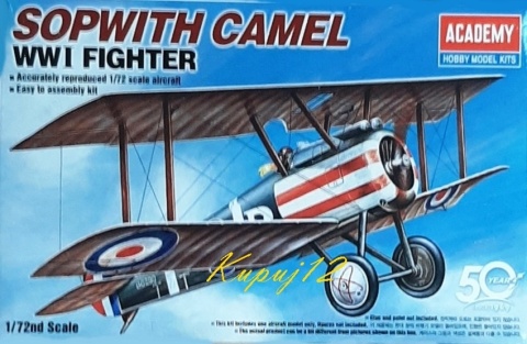 PLASTIKOWY model samolotu Sopwitch Camel WWI Fighter Academy Skala 1:72 PLASTIKOWY model samolotu Sopwitch Camel WWI Fighter Academy Skala 1:72