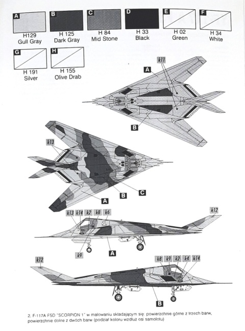 PLASTIKOWY model samolotu YF-117A FSD Scorpion Areo Skala 1:72 PLASTIKOWY model samolotu YF-117A FSD Scorpion Areo Skala 1:72