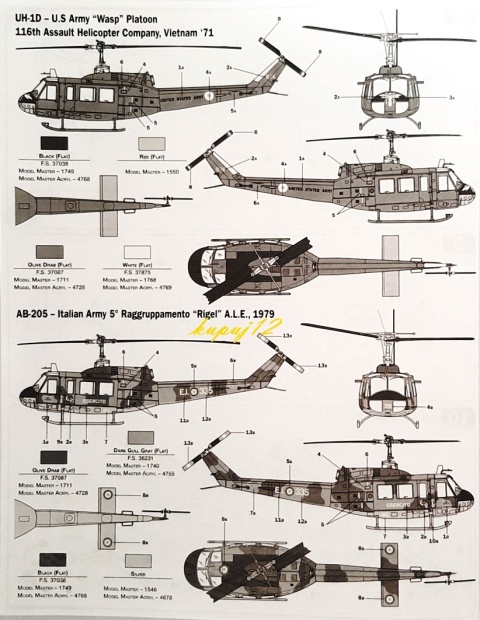 PLASTIKOWY model śmigłowca helikopter UH-1D Iroquois Italeri Skala 1:72 PLASTIKOWY model śmigłowca helikopter UH-1D Iroquois Italeri Skala 1:72