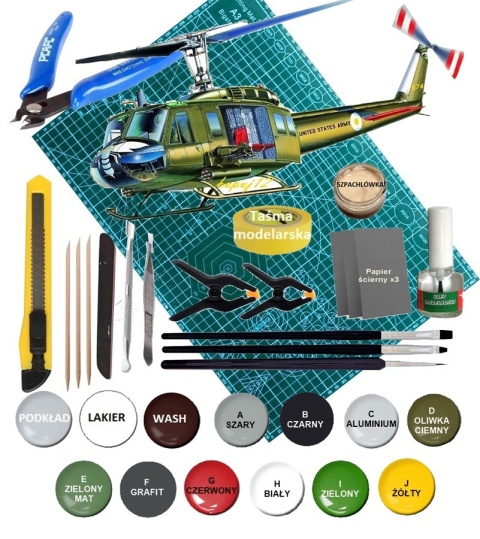 PLASTIKOWY model śmigłowca helikopter UH-1D Iroquois Italeri Skala 1:72 PLASTIKOWY model śmigłowca helikopter UH-1D Iroquois Italeri Skala 1:72