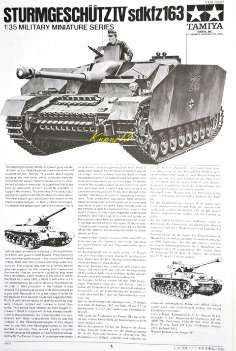MODEL niemieckiego działa samobieżnego Sturmgeschutz IV sdkfz163 Tamiya Skala 1:35 MODEL niemieckiego działa samobieżnego Sturmgeschutz IV sdkfz163 Tamiya Skala 1:35