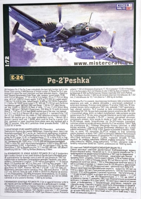 MODEL samolot do sklejania Pe-2 Finnish A.F Peshka MisterCraft skala 1:72 MODEL samolot do sklejania Pe-2 Finnish A.F Peshka MisterCraft skala 1:72