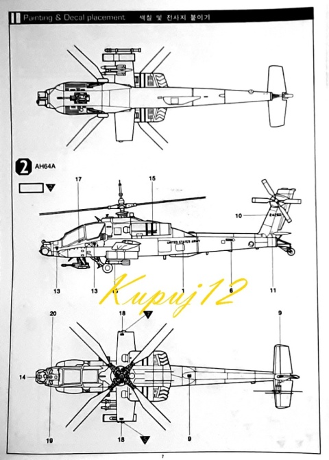 PLASTIKOWY model helikoptera do sklejania Apache AH-64A Academy Skala 1:48 PLASTIKOWY model helikoptera do sklejania Apache AH-64A Academy Skala 1:48