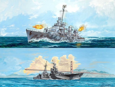2 okręty amerykańskie U.S.S. Indianapolis U.S.S. Fletcher Pacific Warriors Revell skala 1:700
