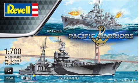 2 okręty amerykańskie U.S.S. Indianapolis U.S.S. Fletcher Pacific Warriors Revell skala 1:700