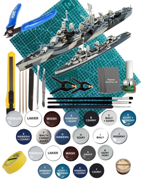 2 okręty amerykańskie U.S.S. Indianapolis U.S.S. Fletcher Pacific Warriors Revell skala 1:700