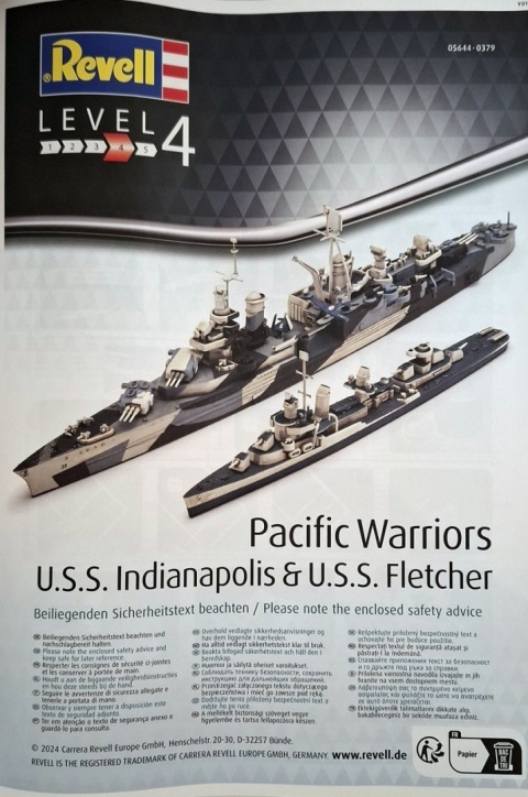 2 okręty amerykańskie U.S.S. Indianapolis U.S.S. Fletcher Pacific Warriors Revell skala 1:700