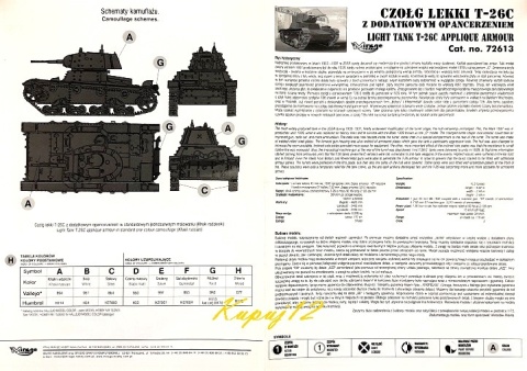 Model plastikowy radziecki lekki czołg T-26C Mirage skala 1:72