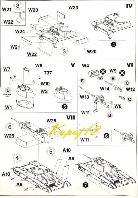 Model plastikowy radziecki lekki czołg T-26C Mirage skala 1:72