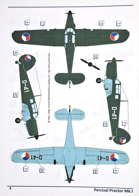 PERCIVAL PROCTOR Mk.I model samolotu Czechoslovak Service Dora Wings Skala 1:72 PERCIVAL PROCTOR Mk.I model samolotu Czechoslovak Service Dora Wings Skala 1:72