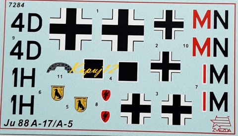 Model samolotu do sklejania niemiecki bombowiec Ju-88 A-5/A-17 Zvezda skala 1:72