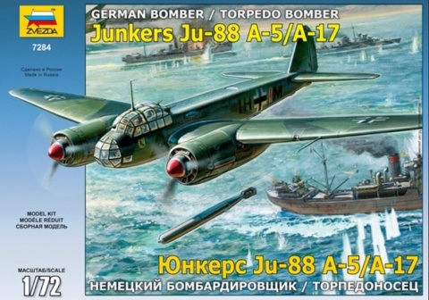 Model samolotu do sklejania niemiecki bombowiec Ju-88 A-5/A-17 Zvezda skala 1:72