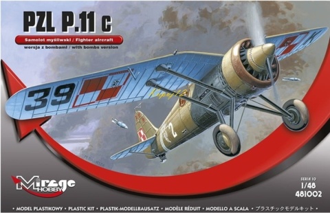 Model plastikowego samolotu do sklejania PZL P-11c z bombami Mirage skala 1:48