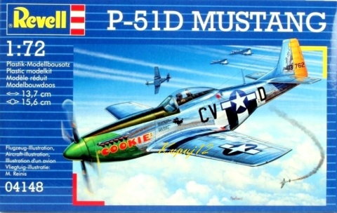Model samolotu do sklejania P-51D Mustang Revell skala 1:72 04148