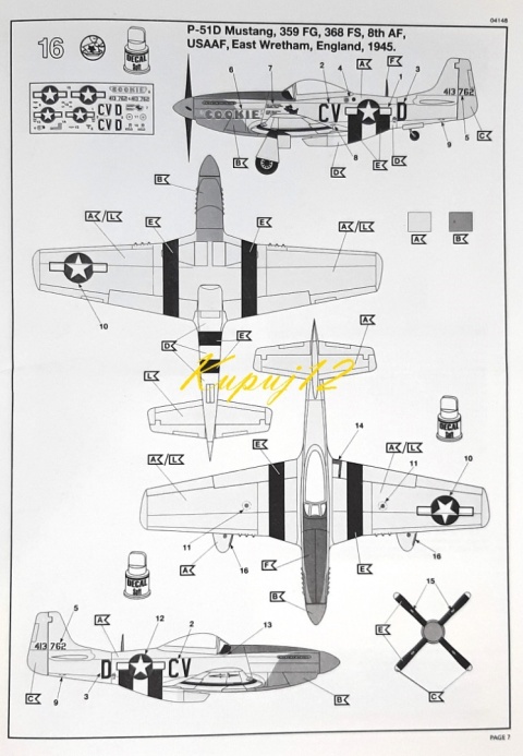 Model samolotu do sklejania P-51D Mustang Revell skala 1:72 04148
