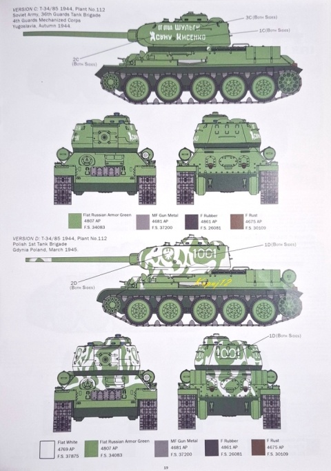 Model T-34/85 produkcja 1944 radziecki czołg Italeri Skala 1:35 6758