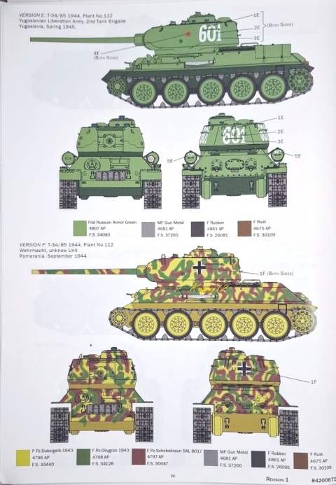 Model T-34/85 produkcja 1944 radziecki czołg Italeri Skala 1:35 6758