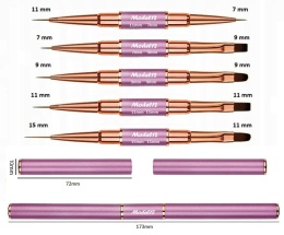 Model12 Pędzelek Dwustronny 5 sztuk do paznokci, Żelu, Akrylu , purpurowe