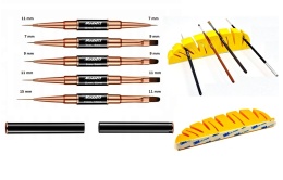 Pędzelek Dwustronny 5 sztuk do Stylizacji Zdobień paznokci, Żelu, Akrylu + stojak