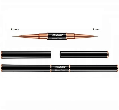 Model12 Pędzelek Dwustronny do Stylizacji Zdobień paznokci, Żelu, Akrylu czarny okrągły 7mm, okrągły 11mm