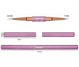 Model12 Pędzelek Dwustronny do Stylizacji Zdobień paznokci, Żelu, Akrylu purpurowy okrągły 7mm, okrągły 11mm