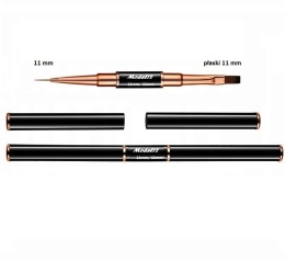 Model12 Pędzelek Dwustronny do Stylizacji Zdobień paznokci, Żelu, Akrylu czarny okrągły 11mm, płaski 11mm