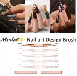 Pędzelek Dwustronny do Stylizacji Zdobień paznokci, Żelu, Akrylu różowy okrągły 7mm, okrągły 11mm