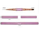 Model12 Pędzelek Dwustronny do Zdobień paznokci, Żelu, Akrylu okrągły 15mm, płaski koci język 11mm purpurowy