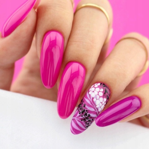 Model12 Pędzelek Dwustronny do Zdobień paznokci, Żelu, Akrylu okrągły 9mm, koci język 9mm purpurowy