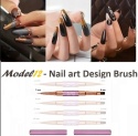 Model12 Pędzelek Dwustronny do Zdobień paznokci, Żelu, Akrylu okrągły 7mm, płaski 9mm purpurowy