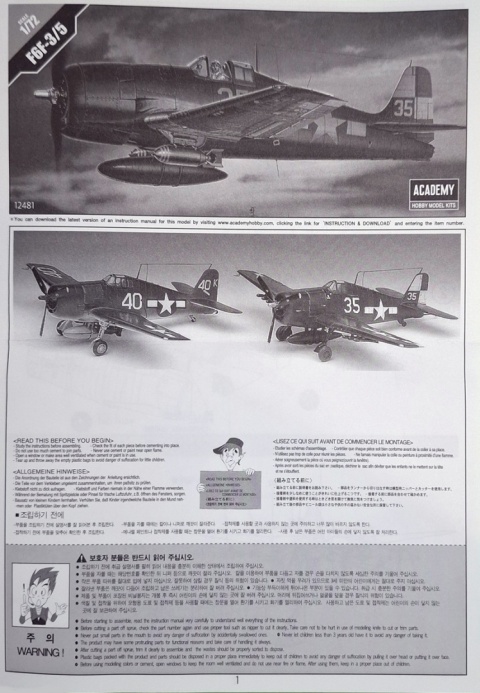 Plastikowy model samolotu USN Fighter F6F-3/5 Academy Skala 1:72 12481