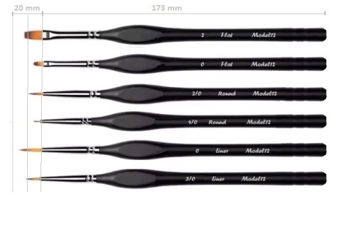 Zestaw 6 x profesjonalny pędzelek do żelu, akrylu, zdobień