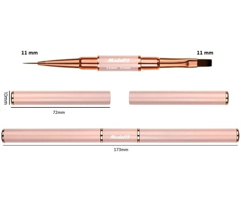 Dwustronny Pędzelek do paznokci Akrylu Żelu okrągły 11mm, płaski 11mm