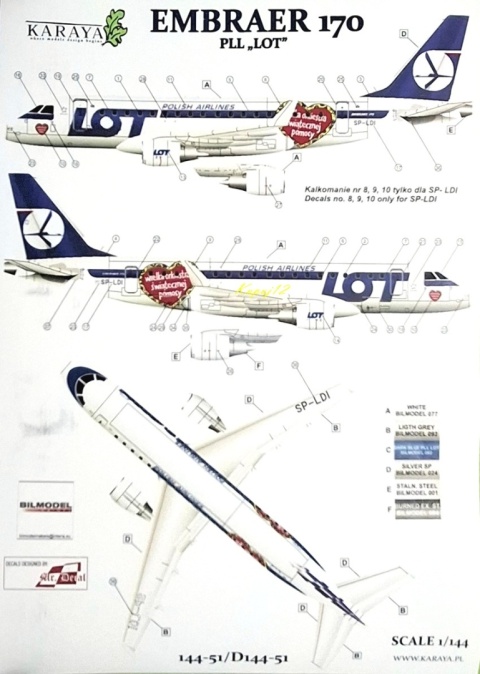 Embraer 170 PLL Lot Pasażerski samolot plastikowy model do sklejania samolotu Karaya skala 1:144 144-51